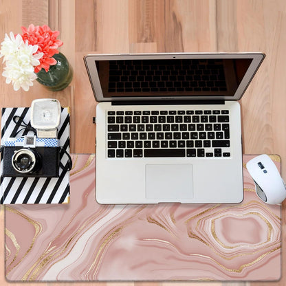 Liquid Marble Gaming Mouse Pad 3mm Thick Stitched Edge Waterproof Non-Slip Large Computer Keyboard Mouse Mat,Suitable for Office Entertainment Decorative Desk Pad 35.4 x 15.7 Inches