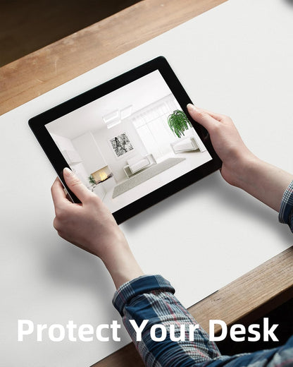 Large Desk Mat,55" x 17"Leather Desk Pad Protector,Large Mouse Pad,Office Desk Mat, Non-Slip PU Leather Desk Blotter, Laptop Desk Pad,Waterproof Desk Writing Pad for Office/Home/Decor(Ivory White)