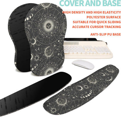 2-in-1 Ergonomic Set, Wave Rise Keyboard Wrist Rest and Massage Bulge Slope Mouse Pad Wrist Support, Cushion Memory Foam Integrated to Relieve Wrist Pain, Constellation