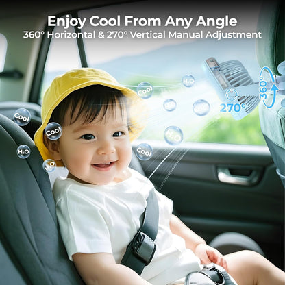 Misting Baby Stroller Fan, 4000mAh Rechargeable Battery Operated, 270°Pivoting, 15H Cooling,50ml Portable Water Sprayer Misting Fan with Flexible Tripod Clip on Car Seat Crib Treadmill Bunk Bed