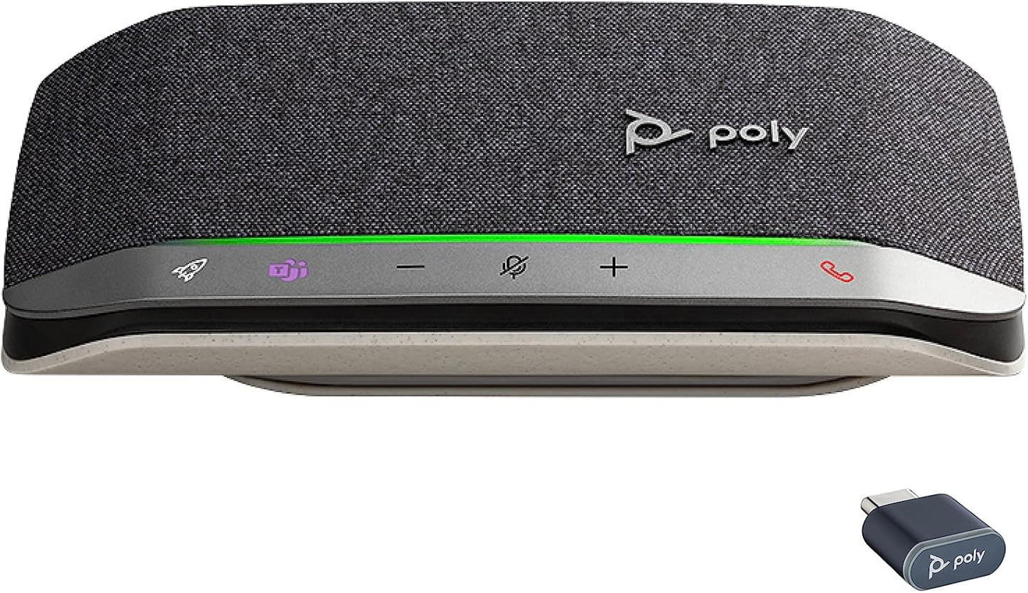Poly Sync 20+ Personal Portable Bluetooth Speakerphone (Plantronics) – Noise/Echo Reduction – USB-C Bluetooth Adapter - Works w/Teams (Certified), Zoom, PC, Mac, Mobile – Amazon Exclusive