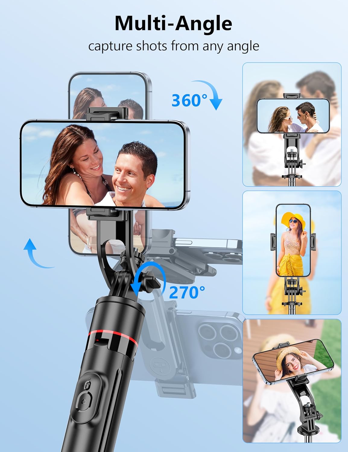 70'' Automatic Tripod, Extendable Selfie Stick Phone with Magnetic Remote & 1/4" Screw Camera Tripod Lightweight Travel Tripod for Cell Phone Compatible with iPhone 16/15/14/13/12/Android