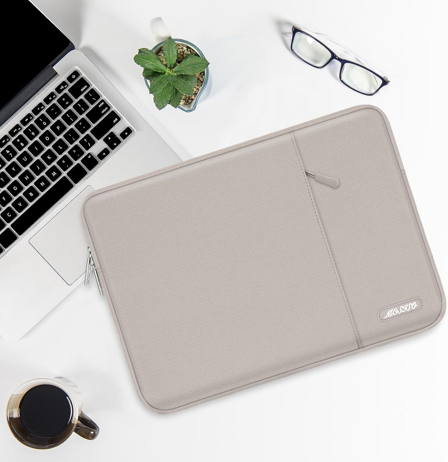 MOSISO Laptop Case 15 inch, 15 inch Laptop Sleeve Compatible with MacBook Air 15 M4 A3241 M3 A3114 M2 A2941 2025 2024 2023,Dell XPS 15,Polyester Vertical Computer Sleeve Bag with Pocket, Stone Gray