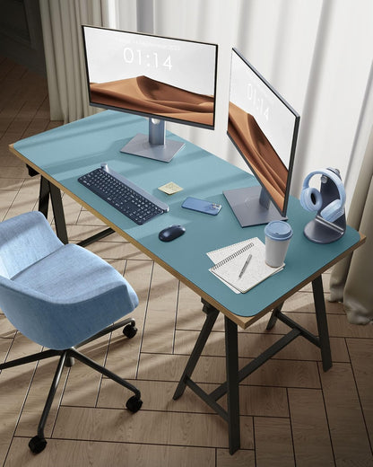 YSAGi Leather Desk Protector, Office Mat, Large Mouse Mat, Non-Slip PU Leather Blotter, Laptop Pad, Waterproof Writing Pad for Office and Home (Ice Blue, 47.2" x 23.6")