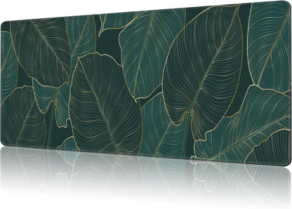 Mouse Pad Large Monstera Line Art Non-Slip Gaming Desk Mat with Stitched Edge Laptop Keyboard Desk Pad for Work Home Gaming (35.4 x 15.7 Inches)