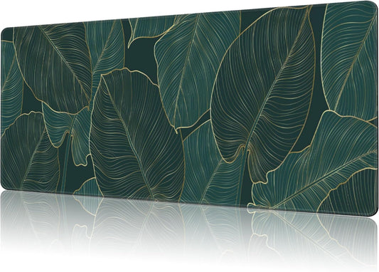 Mouse Pad Large Monstera Line Art Non-Slip Gaming Desk Mat with Stitched Edge Laptop Keyboard Desk Pad for Work Home Gaming (35.4 x 15.7 Inches)