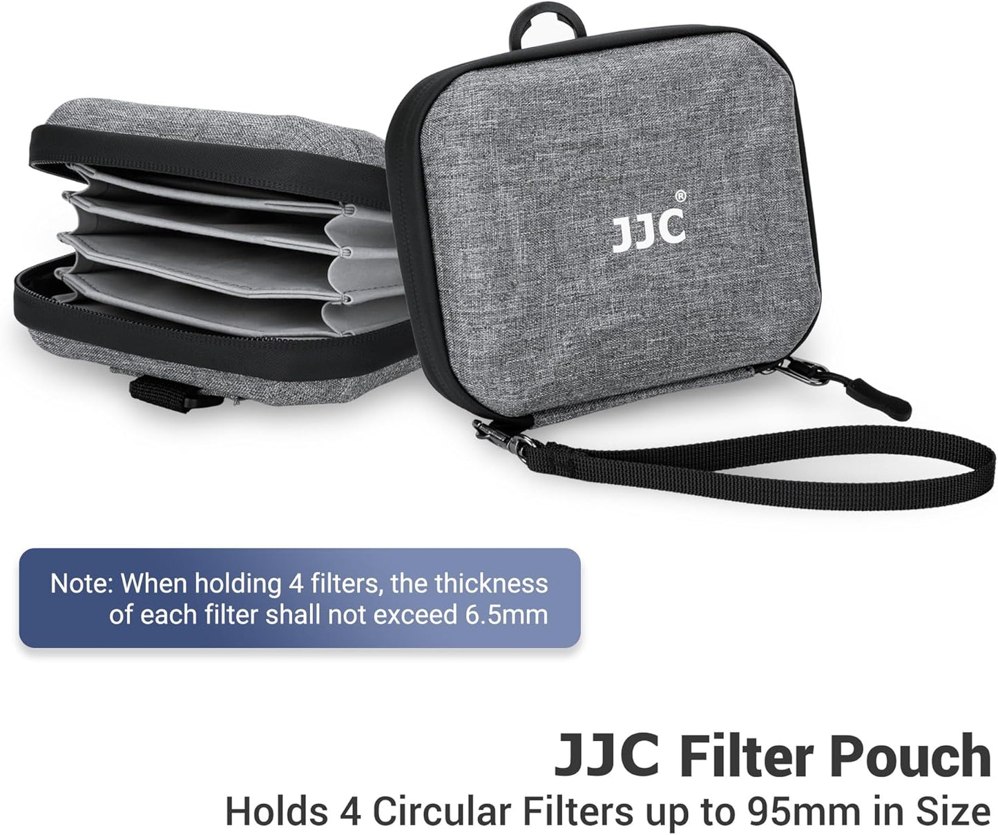JJC Hard Lens Filter Pouch, 4-Pocket Filter Case for Circular Filter Up to 95mm with Belt Loop, Dustproof & Water-Resistant Camera Filter Storage Wallet for Photography ND UV CPL Filter