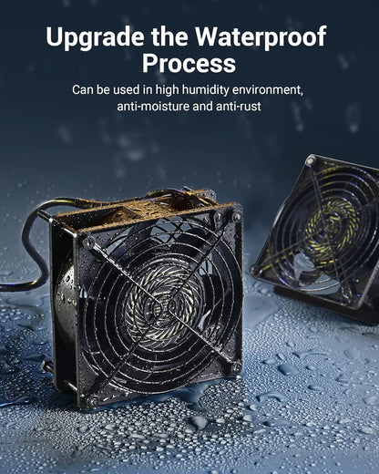 DEWENWILS 2 Pack 120V AC Fan, Waterproof Exhaust Fan 120mm, 18W 2850RPM 90CFM, DIY Cooling Fan for Refrigerator, Computer Case, Compressor Engine, Generator, UL Listed