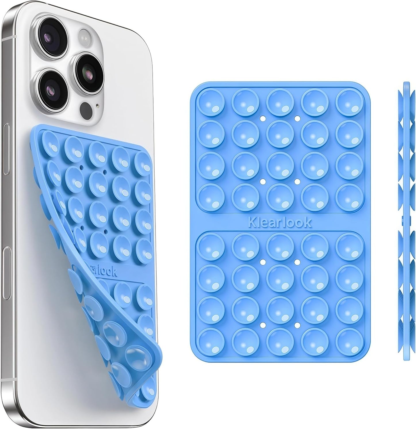 Klearlook Silicone Suction Cup Phone Case Mount Double Sided, Silicon Sticky Phone Grip with Higher Suction for Cell Phone, Hands-Free Phone Accessories Holder for Selfies and Videos, Navy Blue