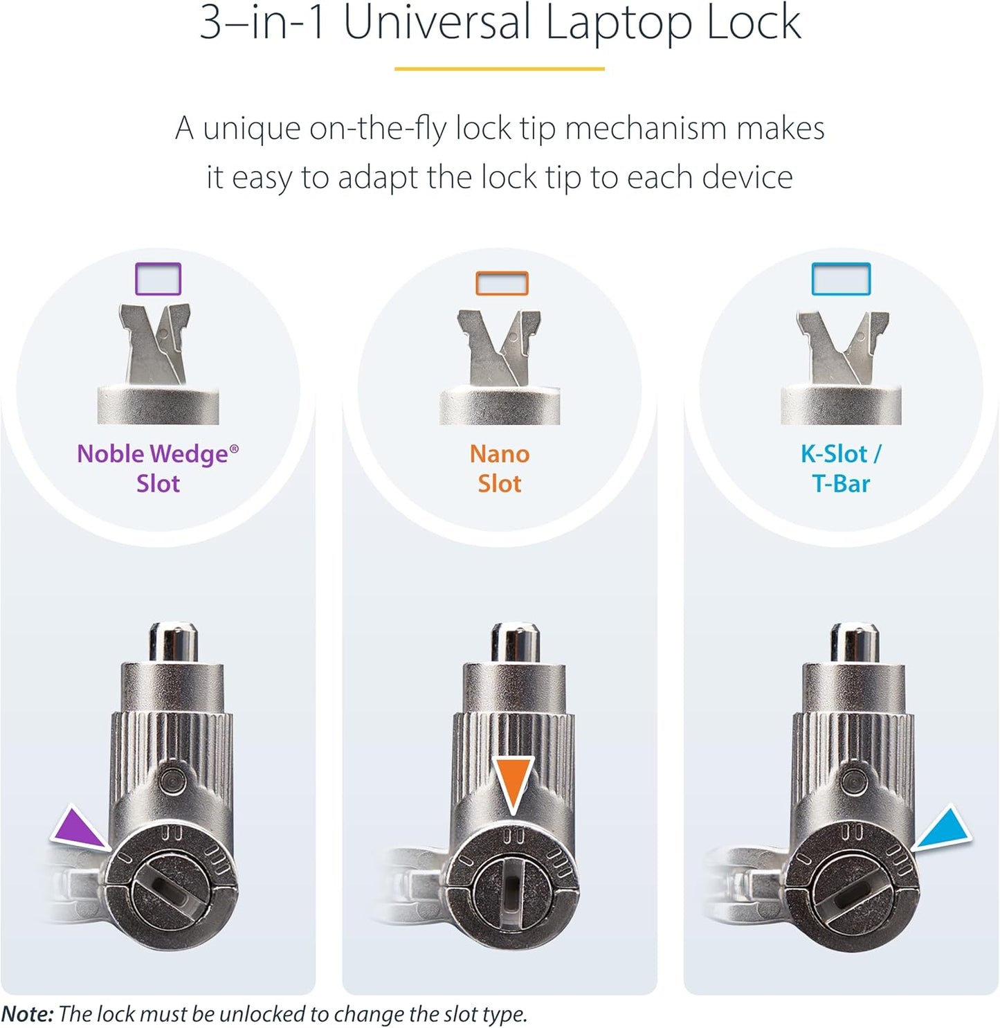 StarTech.com 25-Pack Universal Laptop Lock 6.6ft (2m), Keyed Alike Security Cable, Compatible with Noble Wedge/Nano/K-Slot, TAA