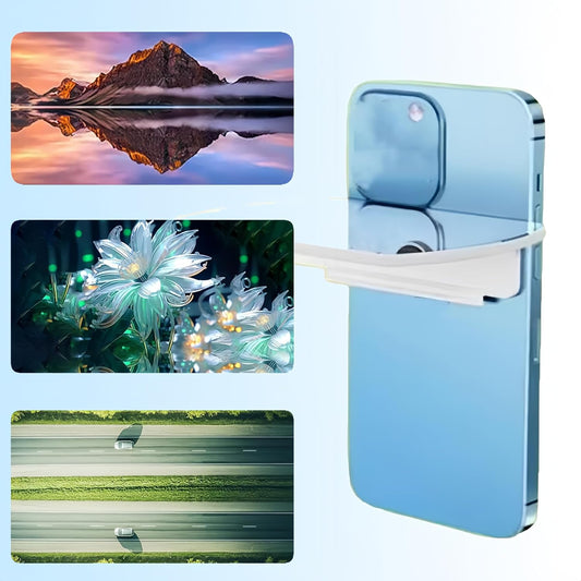 Mirror Effect Lens, Smartphone Camera Mirror Reflection Clip Kit Phone Camera Shooting Reflection Mirror Adjustable HD Glass Smartphone Photography Flip Mirror for All Phones (White)