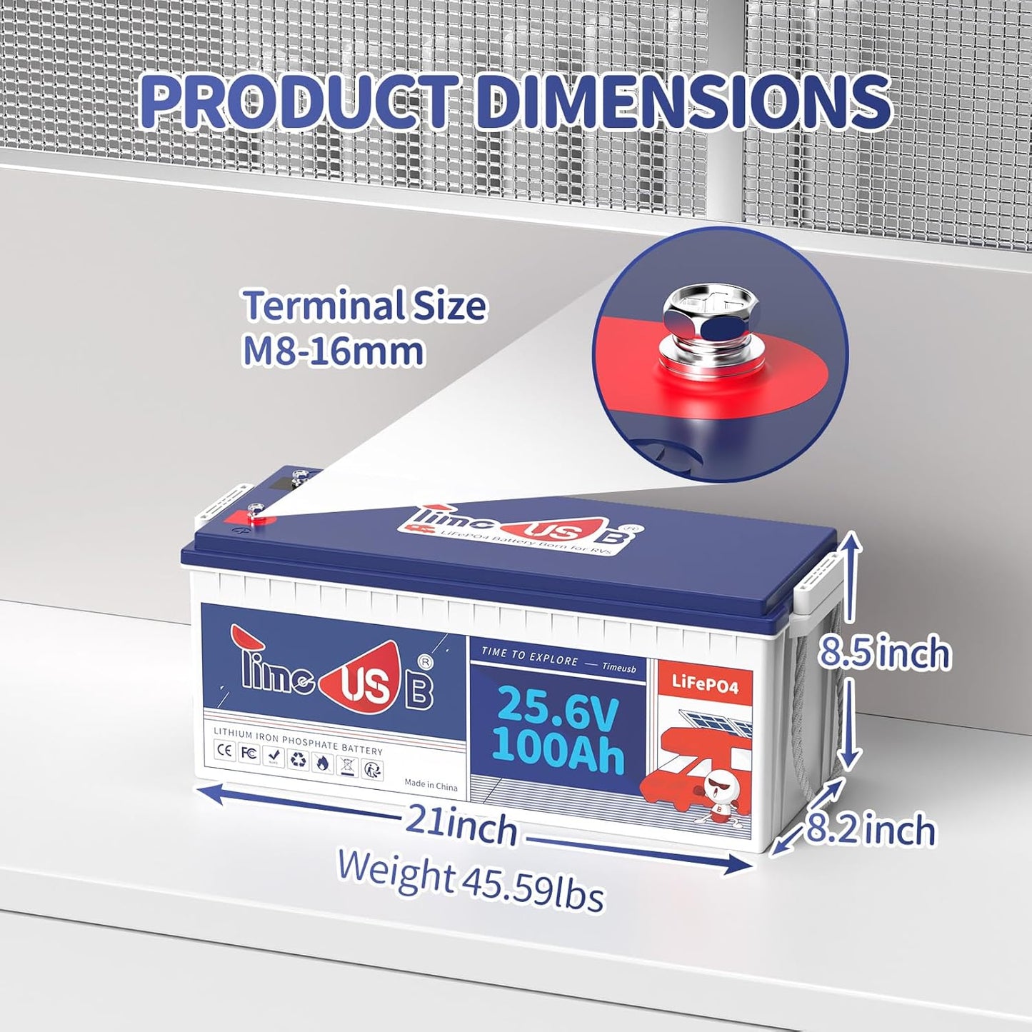 24V 100Ah LiFePO4 Battery, 2.56kWh Lithium Battery, Built-in 100A BMS, 10-Year Lifetime with Grade A LiFePO4 Cells, Perfect for RV, Camper, Home Energy Storage, Van, Off-Grid, etc