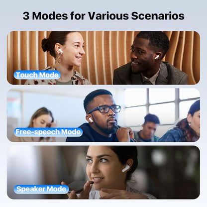 Active Noise Cancelling Wireless Earbuds with Real Time Translation, in Ear Bluetooth 5.4 Headphones Stereo Bass Ear Buds Translator via APP (Snow)