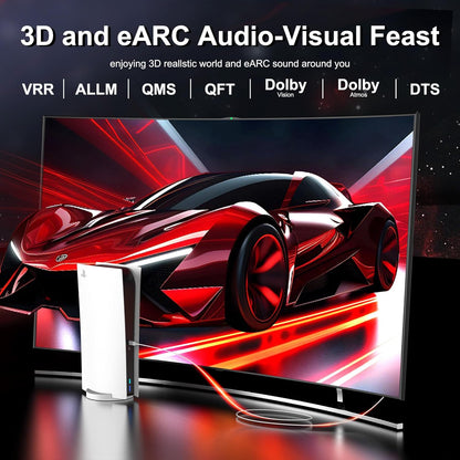 8K Fiber Optic HDMI Cable 100 FT, 8K@60Hz 4K@240Hz, Thin Extra Long HDMI Cable 48Gbps Ultra High Speed, Dynamic HDR, eARC, HDCP 2.2&2.3, 3D, Compatible for PS4/5/Xbox/TV/Laptop/Monitor