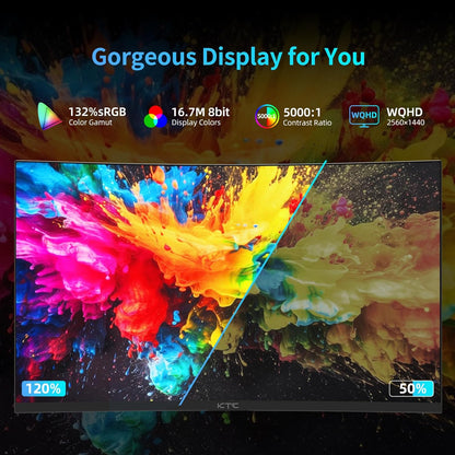 KTC 27 inch WQHD 180Hz 1ms Curved Gaming Monitor 1440P 144Hz Monitor 132% sRGB HVA FreeSync DisplayPort/HDMI/USB VESA Computer Monitor for Gamers (DP Cable Included)