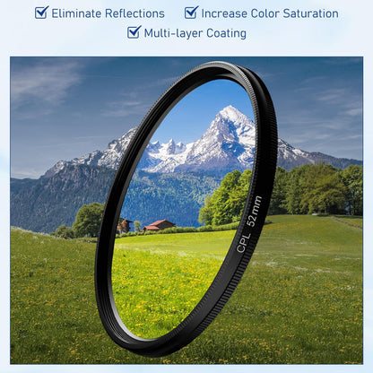 52mm Clip-on CPL Phone Camera Filter Kit, Circular Polarizer Filter, CPL Polarizer Phone Camera Lens Filter for iPhone Samsung/Android Smartphones