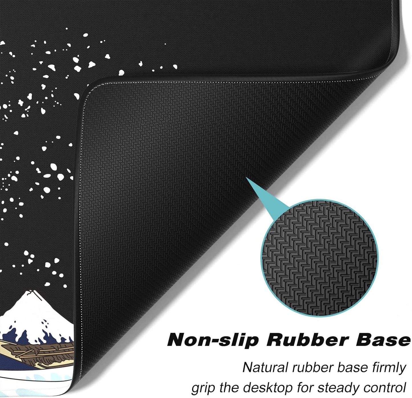 Extended Gaming Mouse Pad, XXL Large Desk Pad 30 x 14 Inch, Big Computer Keyboard Mousepad, Waterproof Mouse Mat with Stitched Edges and Non-Slip Base for Women Office Gaming, Sea Waves