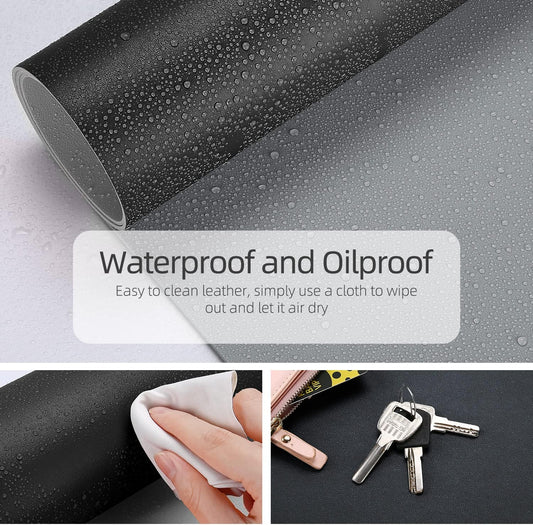 YSAGi Desk Mat, Desk Pad, Waterproof Desk Pad, 35.4" x 17" Laptop Leather Desk Pad Protector, Large Desk Blotter for Keyboard and Mouse, Desk Writing Pad for Office and Home (35.4" x 17", Black+Grey)