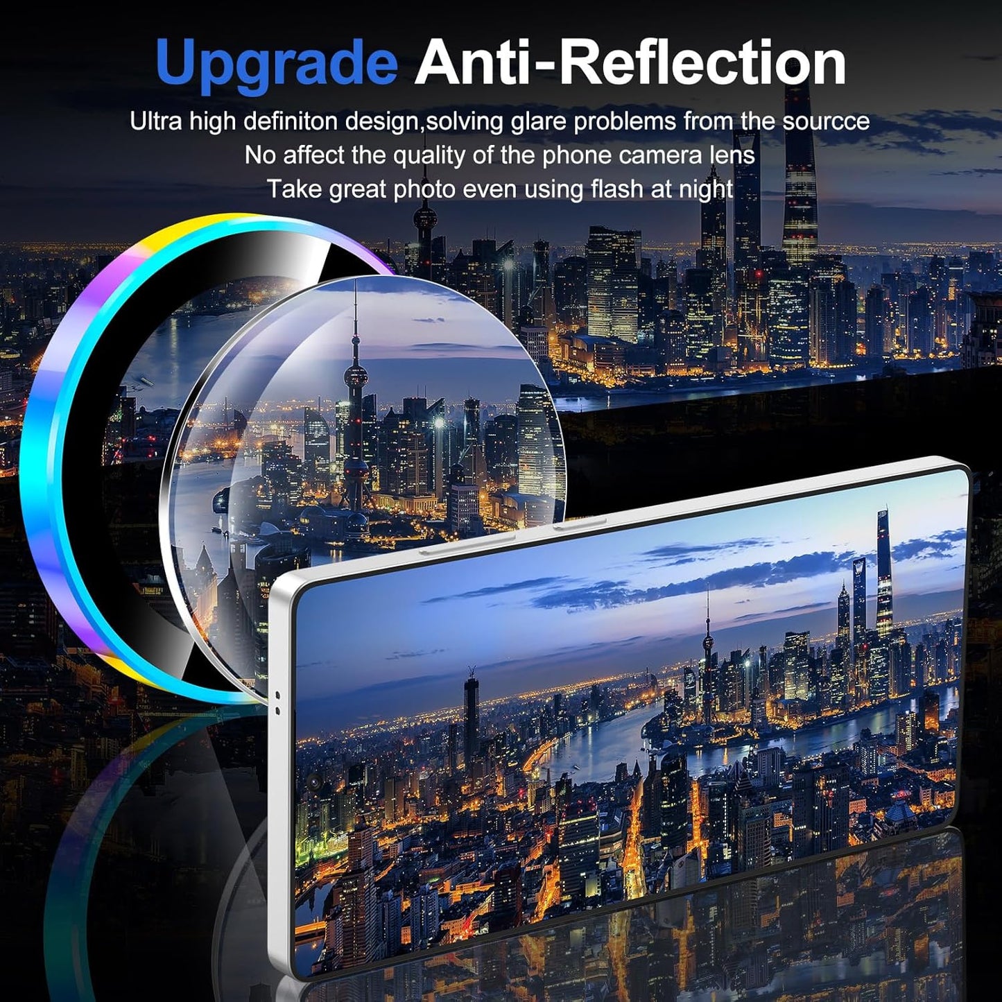 for Samsung Galaxy S25 Ultra Camera Lens Protector, Individual Metal Ring Tempered Glass Lens Cover, [Strong Adsorption] Scratch Resistant Ultra-Thin HD Clear Lens Cover, 1 Set-Colorful Ring