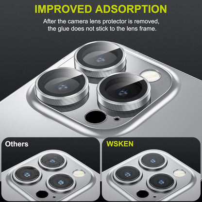WSKEN for iPhone 14 Pro/iPhone 14 Pro Max Camera Lens Protector,[Night Shooting Mode] HD Tempered Metal Glass Camera Screen Protector Cover Film Accessories, Silver