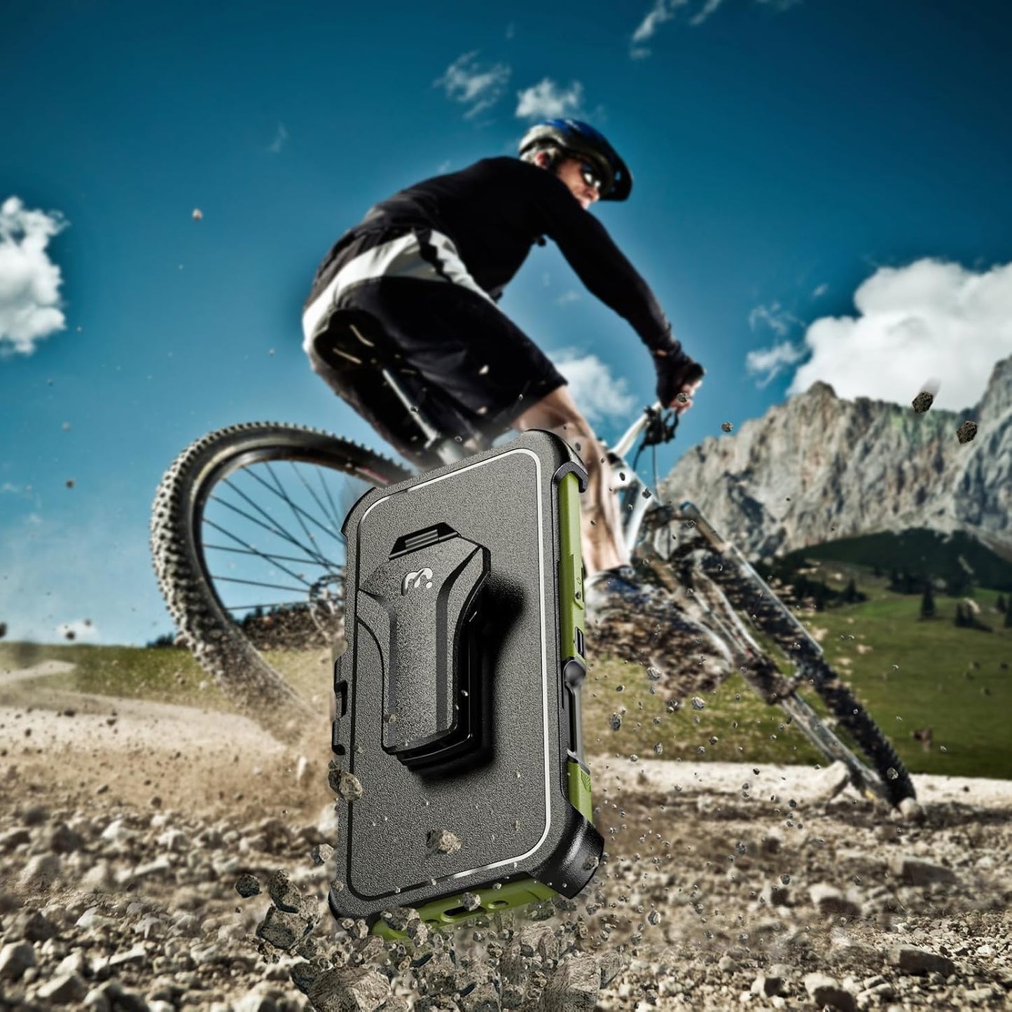 M MYBAT PRO for iPhone Air Case with Belt Clip Holster,[Compatible with Magsafe] w/Screen Protector,Anti-Drop,Shockproof,w 360°Rotating Kickstand,Heavy Duty Protection (Army Green)