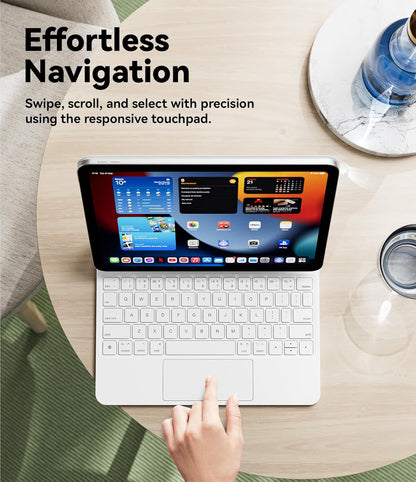 GreenLaw for iPad 11th(A16,2025)/10th(2022) Generation Case with Keyboard, Magic-Style Keyboard Stand, 7 Color Backlit, Stain-Resistant Surface, Multi-Touch Trackpad, White