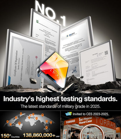 TORRAS 12FT Military-Grade Shatterproof for iPhone 16e/14/13 Pro/13 Screen Protector [9H+ Durable＆ One-Pull Installation] Tempered Glass Screen Protector 16e/14/13 Pro/13 6.1″ 2 Pack