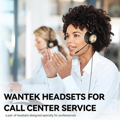 Wantek USB Headset with Microphone, Type-c/USB/3.5mm Jack 3-in-1 PC Headsets, Single Ear (Monaural) Headsets with Noise Cancelling and Volume Control for Call Centers, Skype, Zoom, Office,Business