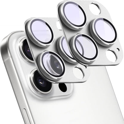 2 Pack Camera Lens Protector for iPhone 16 Pro/iPhone 16 Pro Max,[Not Easy to Breakn ] AR Tempered Glass Strong Adsorption Metal Camera Cover Screen-Silvery