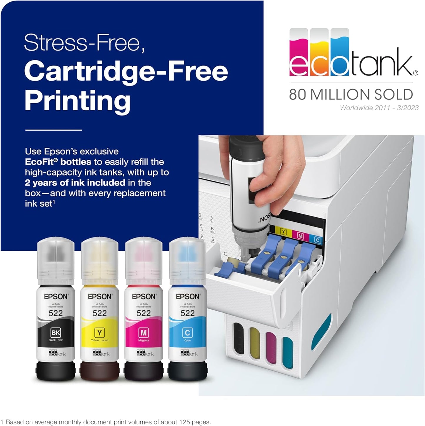 Epson EcoTank ET-4800 Wireless All-in-One Cartridge-Free Supertank Printer with Scanner, Copier, Fax, ADF and Ethernet – Ideal-for Your Home Office, White