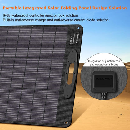 N-Type 16BB 110W 18V Portable Solar Panel Kit,Portable Foldable Solar Panel,NextGen Solar Cell Up to 25% Conversion Rate,ETFE IP68 Waterproof & Dustproof for Power Station Outdoor Camping