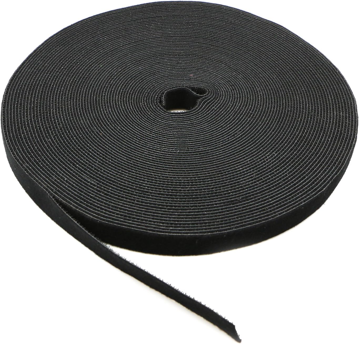 Reusable Fastening Tape Cable Ties 3/4 Inch Double Side Hook Roll (25 Yard, Black)