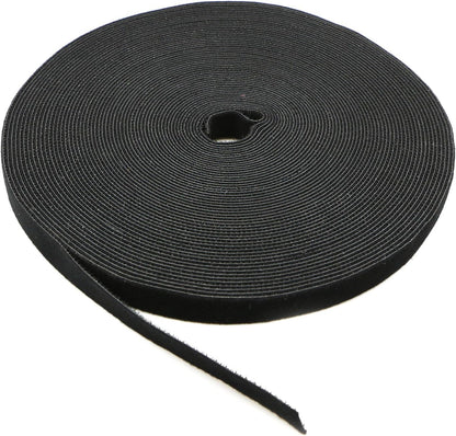 Reusable Fastening Tape Cable Ties 3/4 Inch Double Side Hook Roll (25 Yard, Black)