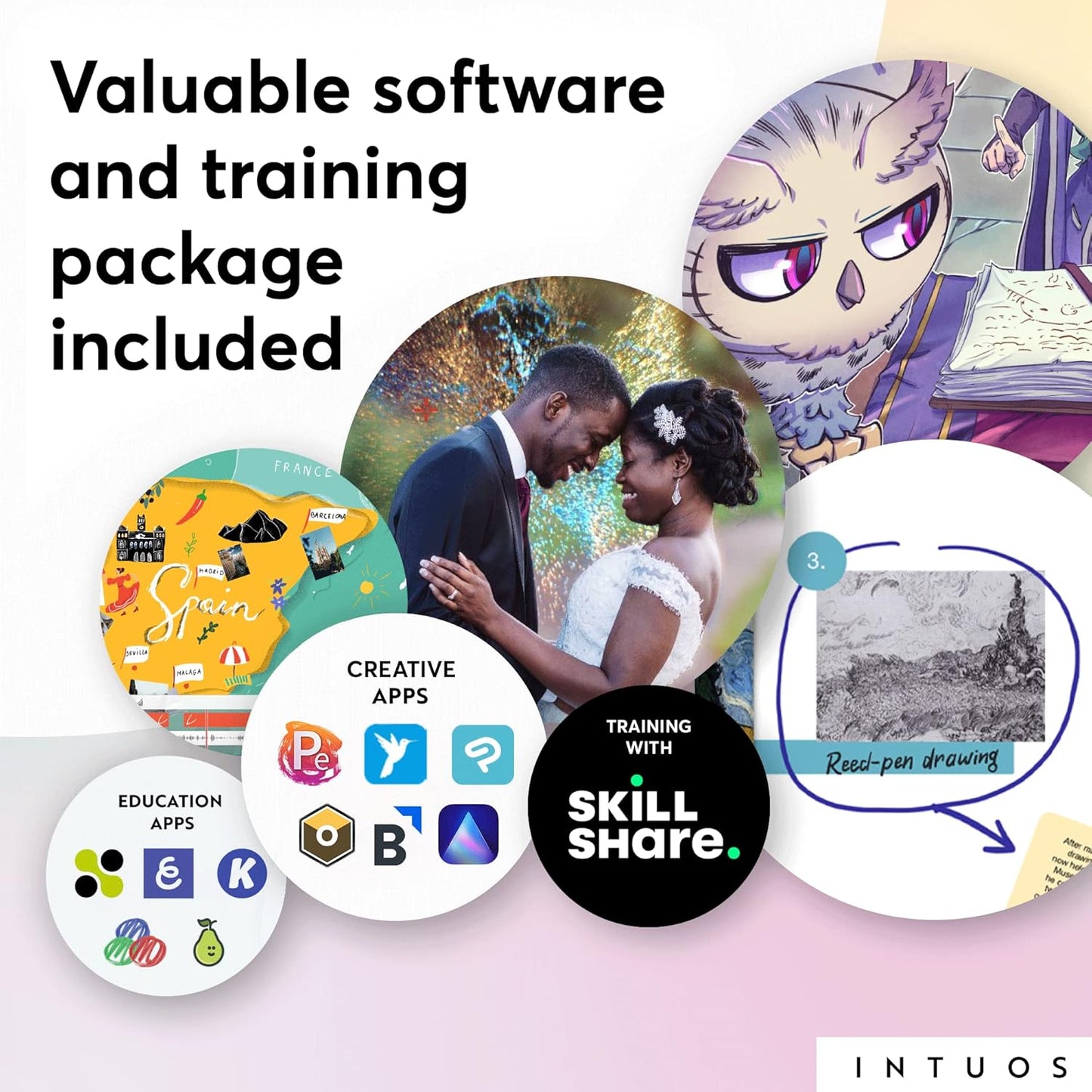 Wacom Intuos Small Graphics Drawing Tablet, includes Training & Software; 4 Customizable ExpressKeys Compatible With Chromebook Mac Android & Windows, photo/video editing, design & education,Black