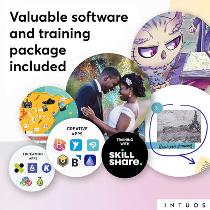 Wacom Intuos Small Graphics Drawing Tablet, includes Training & Software; 4 Customizable ExpressKeys Compatible With Chromebook Mac Android & Windows, photo/video editing, design & education,Black