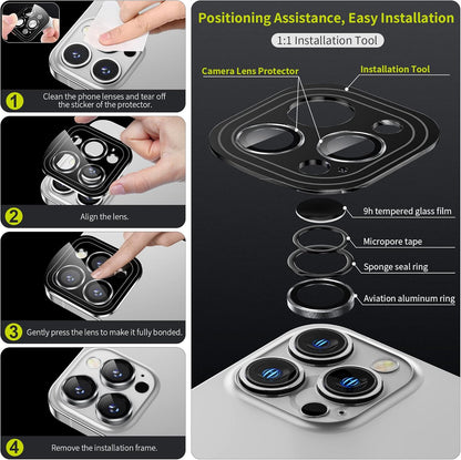 WSKEN for iPhone 14 Pro/iPhone 14 Pro Max Camera Lens Protector,[Night Shooting Mode] HD Tempered Metal Glass Camera Screen Protector Cover Film Accessories, Silver