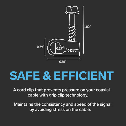 STEREN Coaxial Cable Clips - Cable Holder - Wire Clips - Siding Clips for Hanging - Cord Holder for Desk - Cable Clamps (Gray, 100 Count - Single Screw)