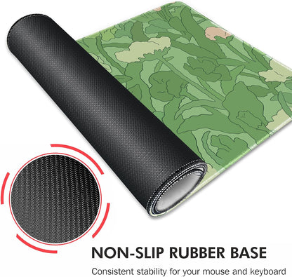Galdas Gaming Mouse Pad XXL XL Large Long Extended Big Mousepad Non-Slip Rubber Keyboard Mouse Pad with Stitched Edges for Laptop Home Office (31.5x11.8x0.08 Inch) -Green Leaf