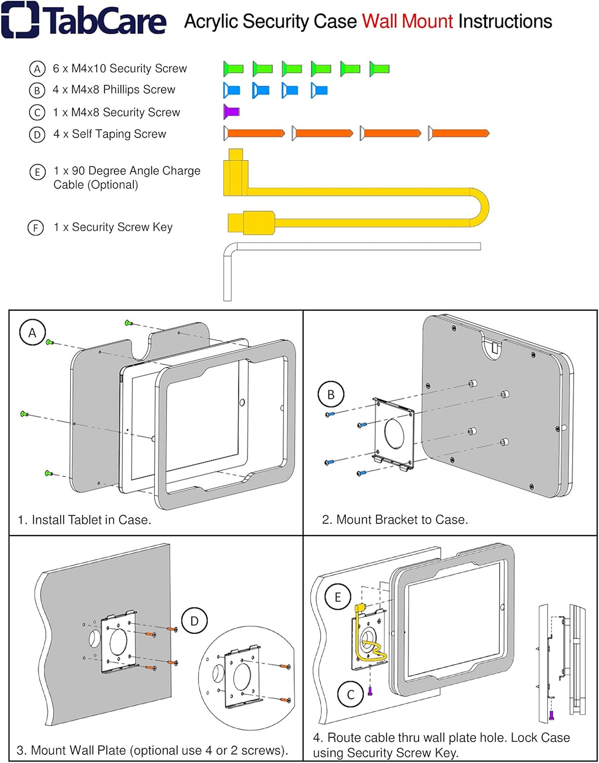 TABcare Anti-Theft Acrylic VESA Enclosure for Apple iPad mini 6 7 8.3" with Free Wall Mount Kit & 90-Degree Angle USB C Charge Cable (iPad mini 6/7 8.3", Clear)