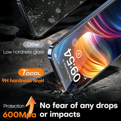 TOCOL for iPhone 15 Screen Protector 9H Hardness Military Grade Shatterproof HD Tempered Glass Full Coverage Easy Installation Case Friendly 2 Pack