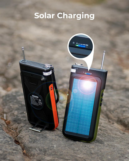 GOODaaa Solar Power Bank, 45800mAh Wireless Portable Charger Built-in Cables,15W Fast Charging Solar Charger, USB C in&Out and USB A Battery Pack for Outdoor with Emergency Radio,Flashlight