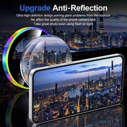for Samsung Galaxy S24 FE Camera Lens Protector, Individual Metal Ring Tempered Glass Lens Cover, [Strong Adsorption] Scratch Resistant Ultra-Thin HD Clear Lens Cover, 1 Set-Colorful Ring