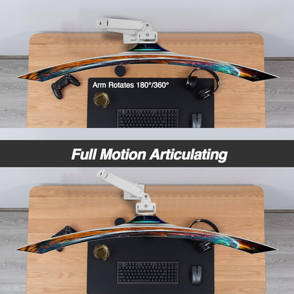 AVLT Single 34”-57” Monitor Arm Desk Mount fits One 44 lbs Heavy Duty Screen Full Motion Height Swivel Tilt Rotation Adjustable White Arm VESA 200x200 200x100 100x100 75x75