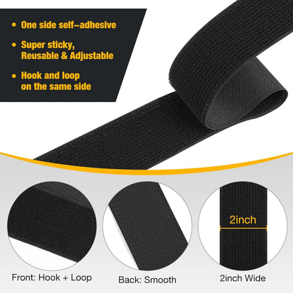 26ft x 2in Heavy Duty Cable Straps with 20pcs Plastic Buckles, Free Cut to Length Cinch Strap, Reusable & Adjustable Hook and Loop Straps for Cable Ties, Cord Organizer, Wire Management