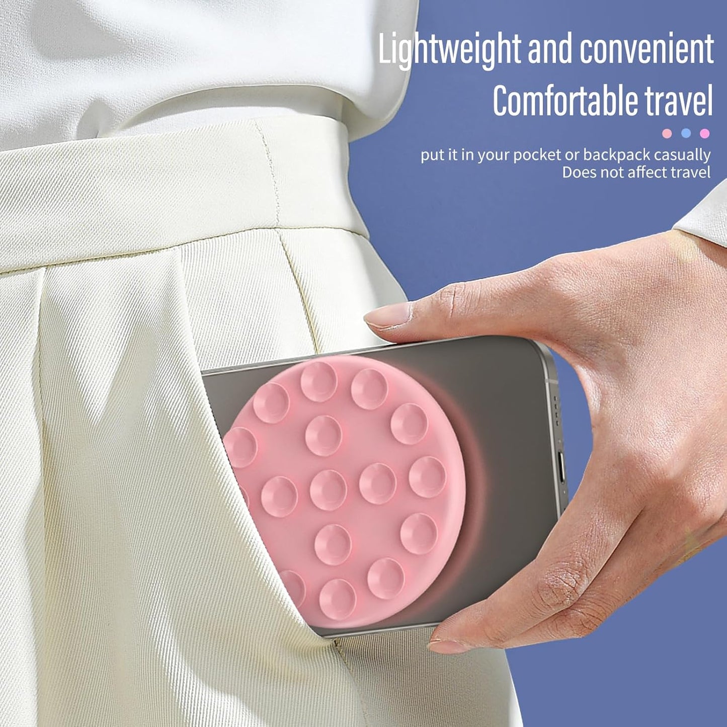 Muuto Magnetic Sticky Phone Grip,for MagSafe Case Silicone Phone Grip, Removable Hands-Free Psuction Phone Mount,for Content Creators/TikTok Video/Makeup,Selfies and Live,Pink