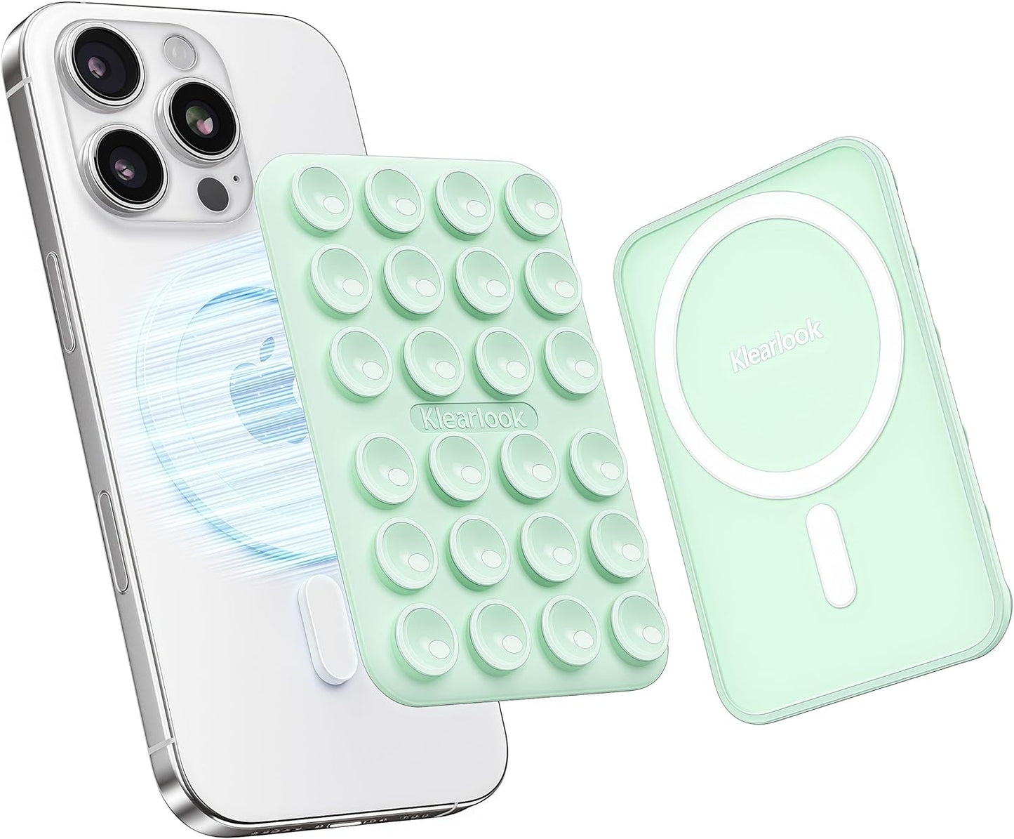 Klearlook Magnetic Suction Phone Mount for MagSafe Case, Removable Sticky Phone Grip Holder for Hands-Free Makeup/Selfie/Live Streaming/Vlog for TikTok & Instagram Influencer/Creator, Light Green