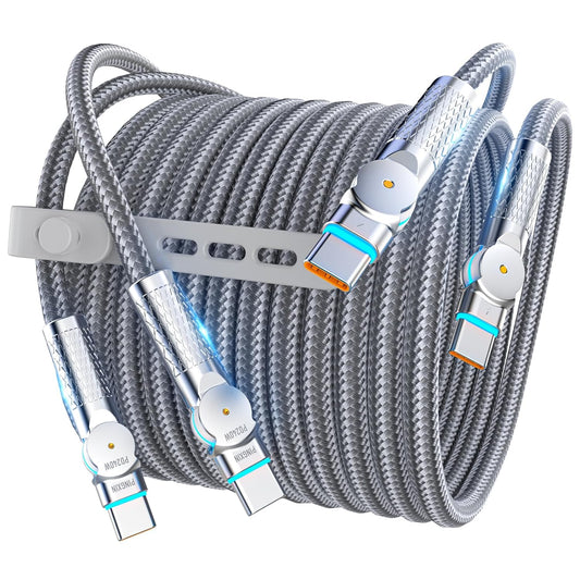 USB C to USB C Cable 6.6ft,240W 2-Pack Braided 180°Rotating Type C Charging CableFast Charge for iPhone 16/16Pro/16Plus/16ProMax,MacBook Air,iPad Pro,Pixel,Samsung Galaxy S23/S24 Ultra-Light Grey