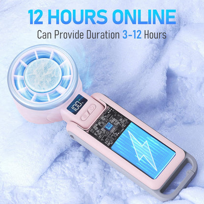 Portable Handheld Turbo Fan with Ice Cooling, Rechargeable Personal Fan, Up tp 12Hrs Cooling, 5 Speed 25550RPM Powerful Portable Fan for Travel, Outdoor, Camping, Hiking (Pink)