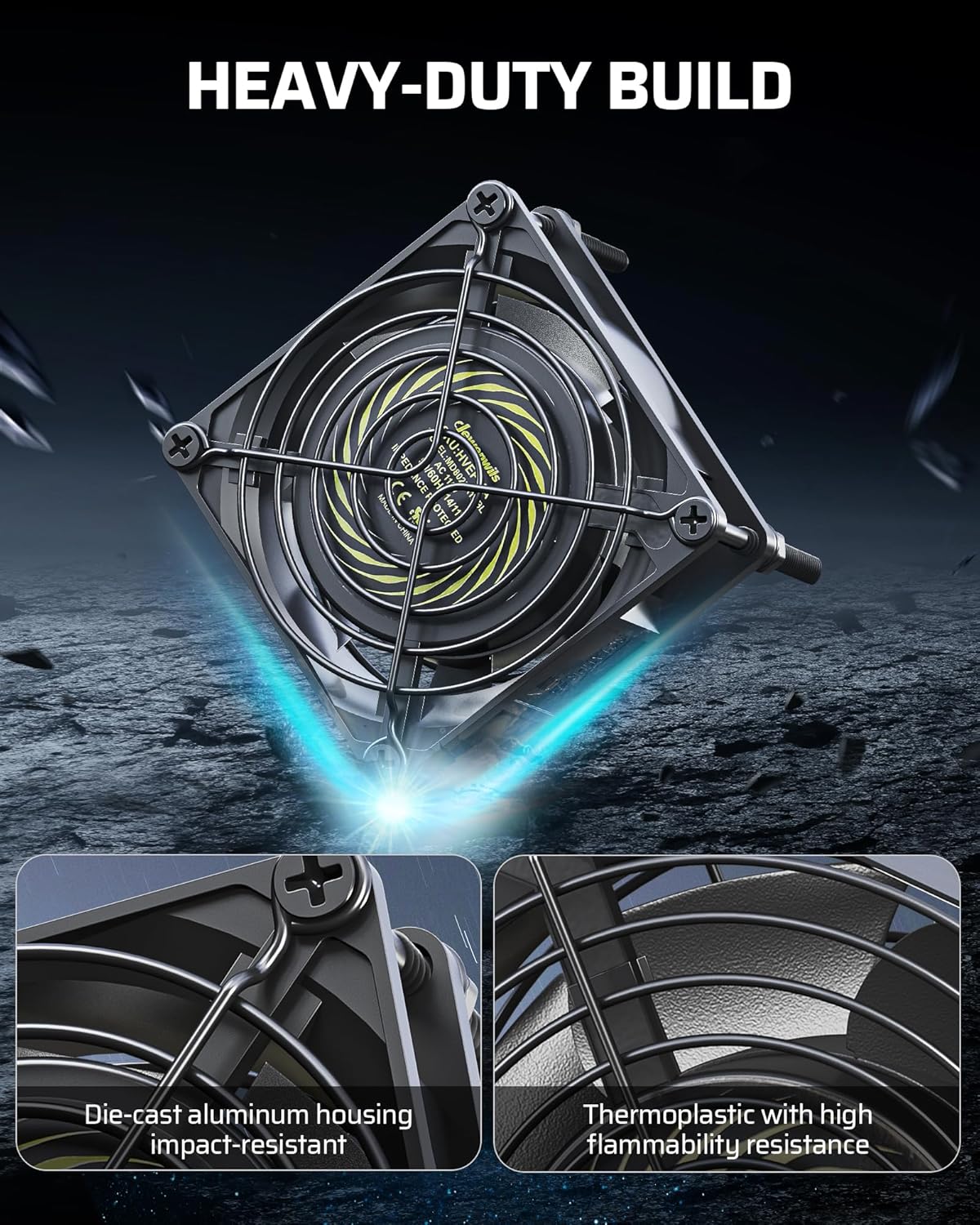 DEWENWILS 2 Pack 120V AC Fan, Waterproof Exhaust Fan 80mm, 14W 2470RPM 21CFM, DIY Cooling Fan for Refrigerator, Computer Case, Compressor Engine, Generator, UL Listed