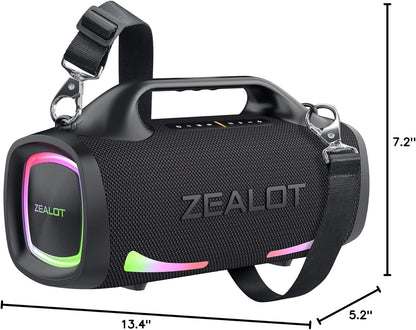 ZEALOT Bluetooth Speaker, 110W Peak(100W) Booming Sound Speakers Wireless, Dual Pairing, XBass, Bluetooth 5.3, 24000mAh Power Bank, Portable Outdoor Waterproof Speaker for Camping, Beach and Party